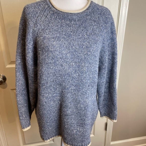 Vintage LL Bean Women's Heather Blue roll neck Sweater XL - Picture 2 of 14